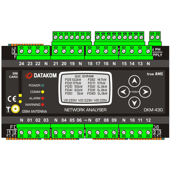 DATAKOM DKM-430-PRO+EXT DC Многоканальный анализатор электросетей. Источник питания пост. тока. Расширенная версия