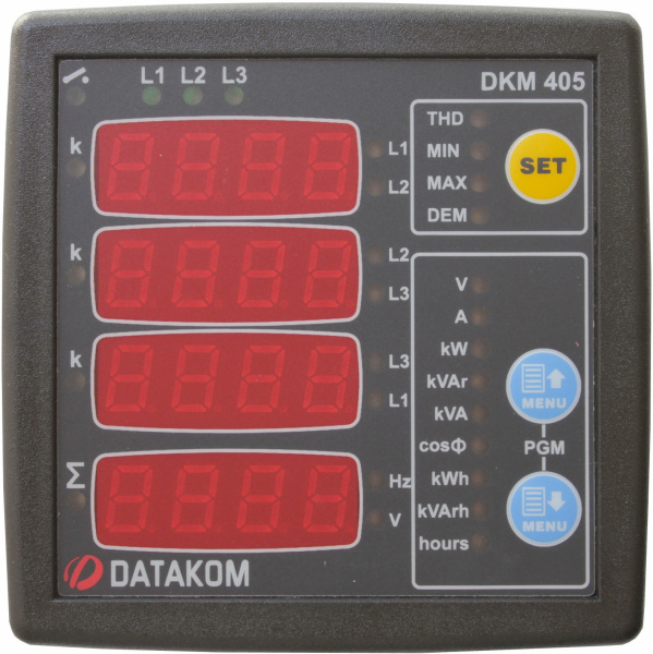 DATAKOM DKM-405 Анализатор электросети, 170-275V питание, 96x96 мм, доп вход/выход