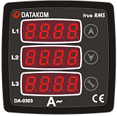 DATAKOM DA-0303 Амперметр, 170-275V питание, 3 фазы, 72x72мм, 3 дисплея