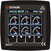 DATAKOM DKM-411 AC, Анализатор электрической сети, 96x96 мм, 3.5” цветной TFT дисплей, Ethernet, USB/Host, USB/Device, RS485, RS232, 2-дискретных входа, 2-дискретных выхода, с 100-240VAC источником питания
