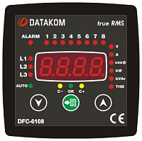 DATAKOM DFC-0108 Контроллер компенсации реактивной мощности (8 шагов) 96x96 мм