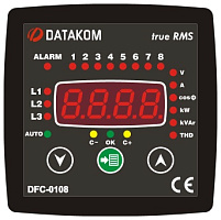 DATAKOM DFC-0108 Контроллер компенсации реактивной мощности (8 шагов) 96x96 мм